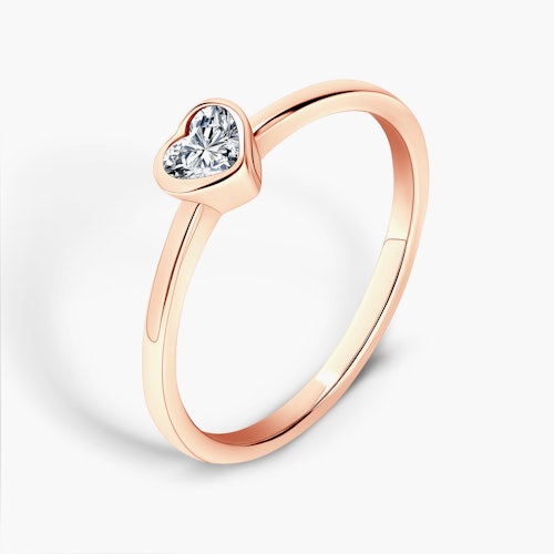 Pierścionek zaręczynowy Pure: różowe złoto, diament w szlifie serce